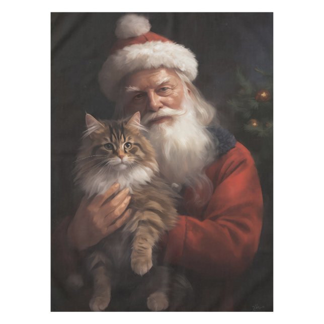 Mantel Maine Coon Con Los Navidades Festividades De Santa (Anverso)