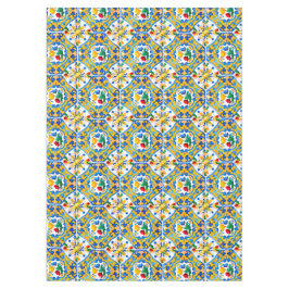 Mantel Majólica, azulejos azules, azulejos sicilianos, mo
