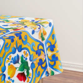 Mantel Majólica, azulejos azules, azulejos sicilianos, mo