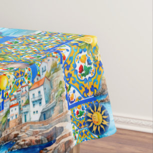 Mantel Majólica, limón, azulejos sicilianos,