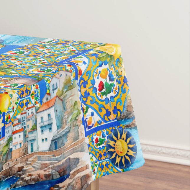 Mantel Majólica, limón, azulejos sicilianos, (In Situ)