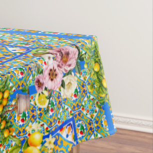 Mantel Majólica, limón, azulejos sicilianos,