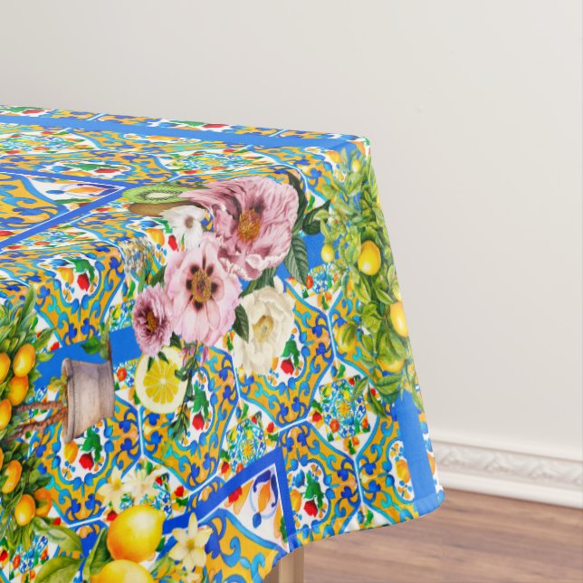 Mantel Majólica, limón, azulejos sicilianos, (In Situ)