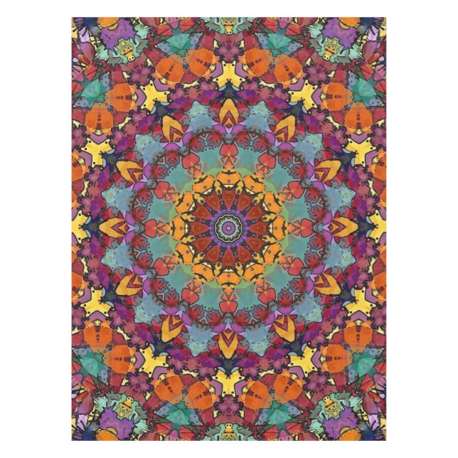 Mantel Mandalá de caleidoscopio fractal Patrón-64351 (Anverso)