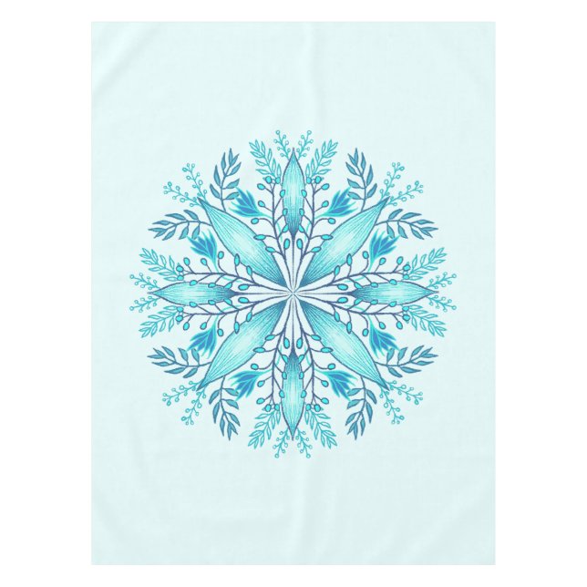 Mantel Mandala floral - Boho azul turquesa Snowflake (Anverso)