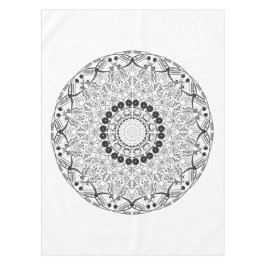 Mantel Mandala. Modelo oriental blanco y negro redondo