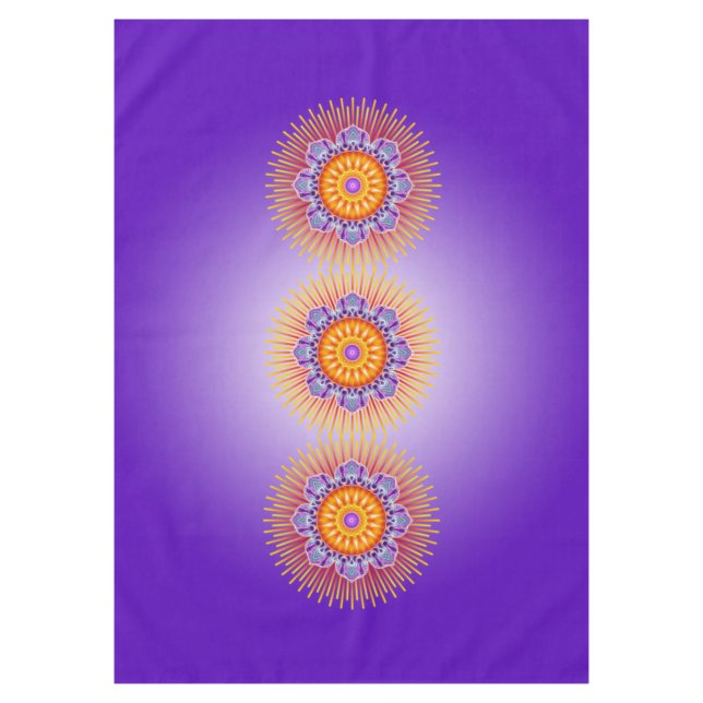 Mantel Mandala Rays Violeta Amarilla + tus ideas (Anverso)