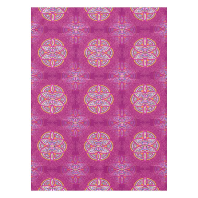 Mantel Mandalas en patrones de repetición rosa mixtos (Anverso)