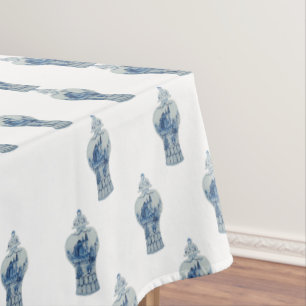 Mantel Mano Pintada Tableta de Jar de jengibre azul y bla