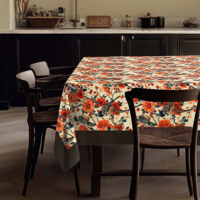 Mantel Mantequilla de inspiración otoño con flores de jar (Fall-Inspired Tablecloth with Birds Garden Blooms)