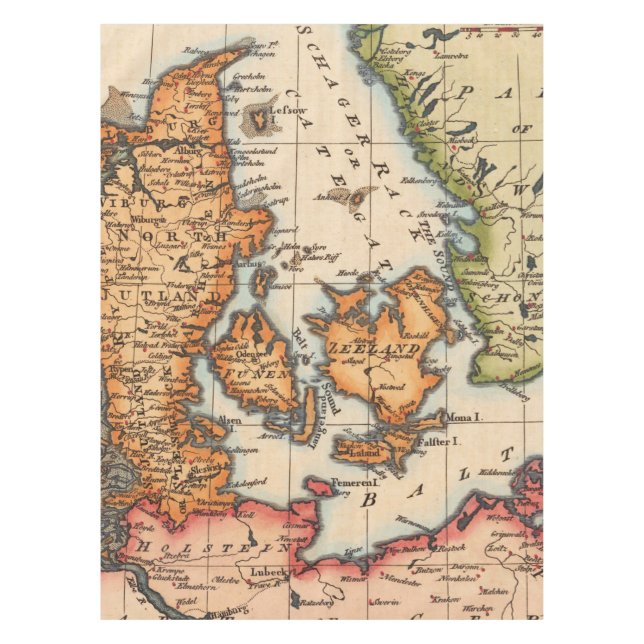 Mantel Mapa antiguo antiguo inspirado (10) (Anverso)