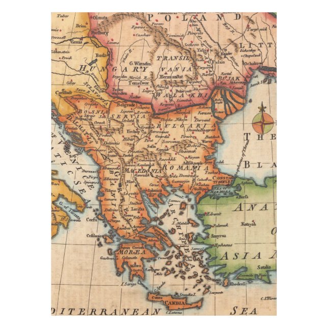 Mantel Mapa antiguo inspirado (2) (Anverso)