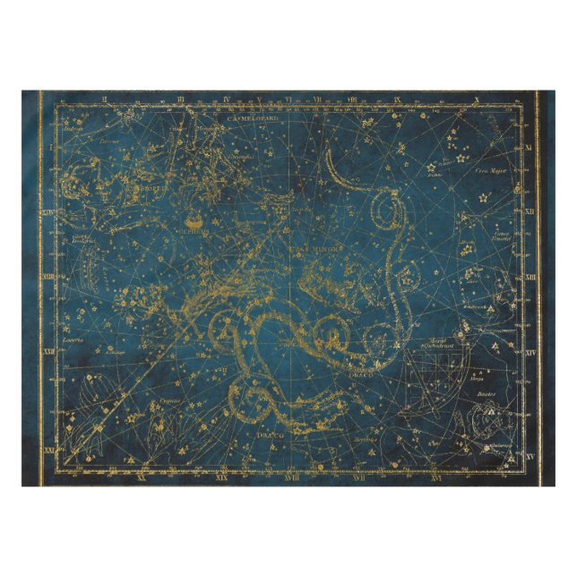 Mantel Mapa de estrellas de oro y azul oscuro ilustrado d (Frente (Horizontal))