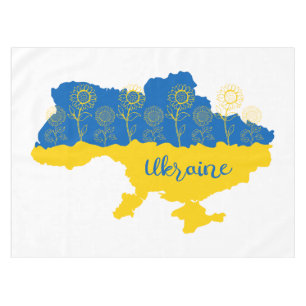 Mantel Mapa de Ucrania con girasol y bandera ucraniana