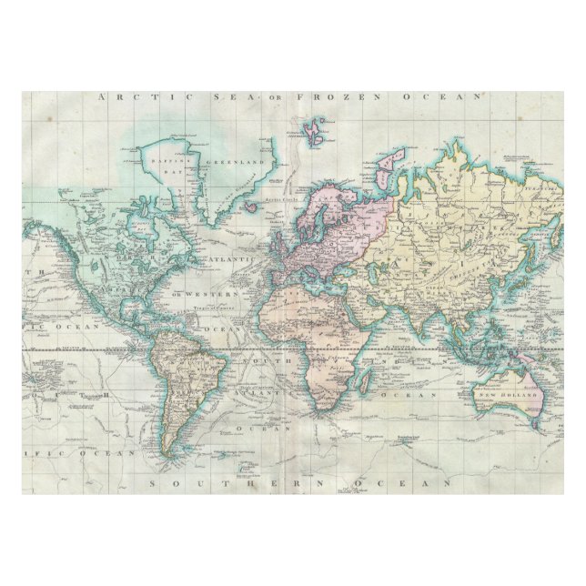 Mantel Mapa del vintage del mundo (1801) (Frente (Horizontal))