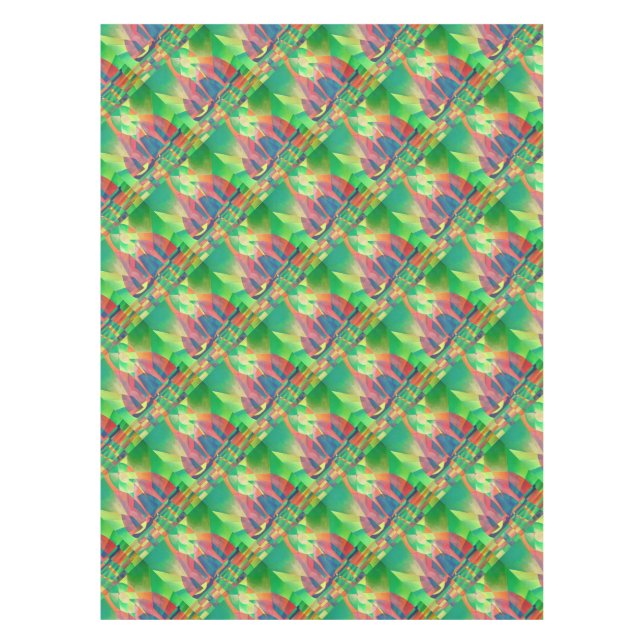 Mantel Mar de Verde con basura abstracta cubista (Anverso)