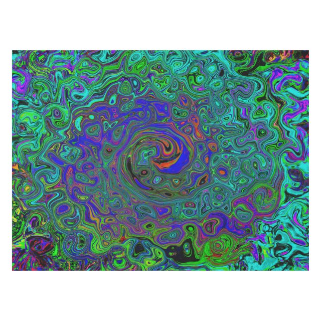 Mantel Marble azul y acuamarina Resumen Swirte retro (Frente (Horizontal))