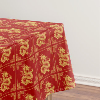 Mantel Marco de Ornamento Griego Patrón Dragón Oro Rojo