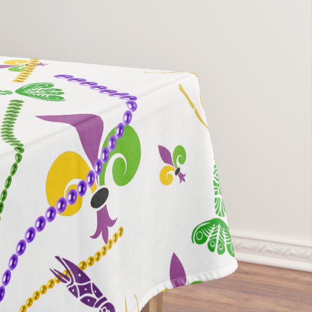 Mantel Mardi Gras Bebidas Crawfish & Fleur De Lis (In Situ)