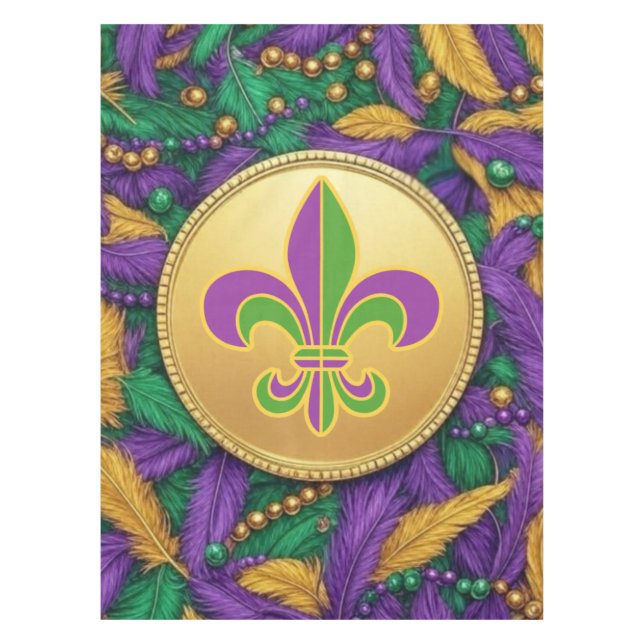 Mantel Mardi Gras Fleur de lis (Anverso)