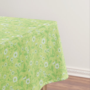 Mantel Margaritas en blanco y verde sobre verde mela