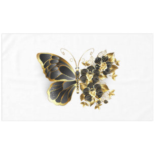 Mantel Mariposa de flores de oro con orquídea negra