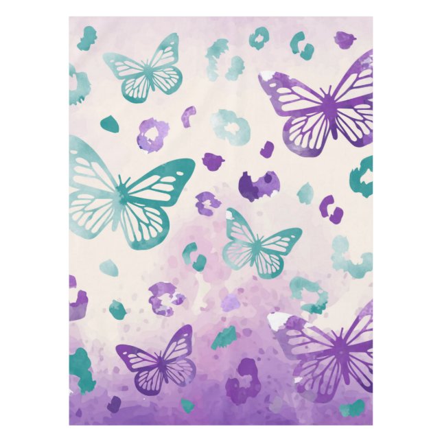 Mantel Mariposa Leopardo Purple White (Anverso)
