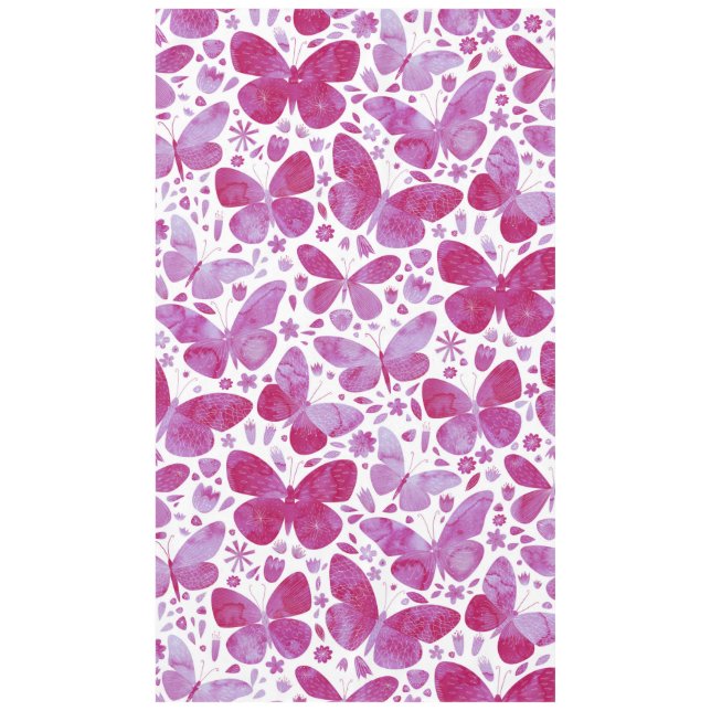 Mantel Mariposas Acuarela Magenta Pintícula Rosa (Anverso)