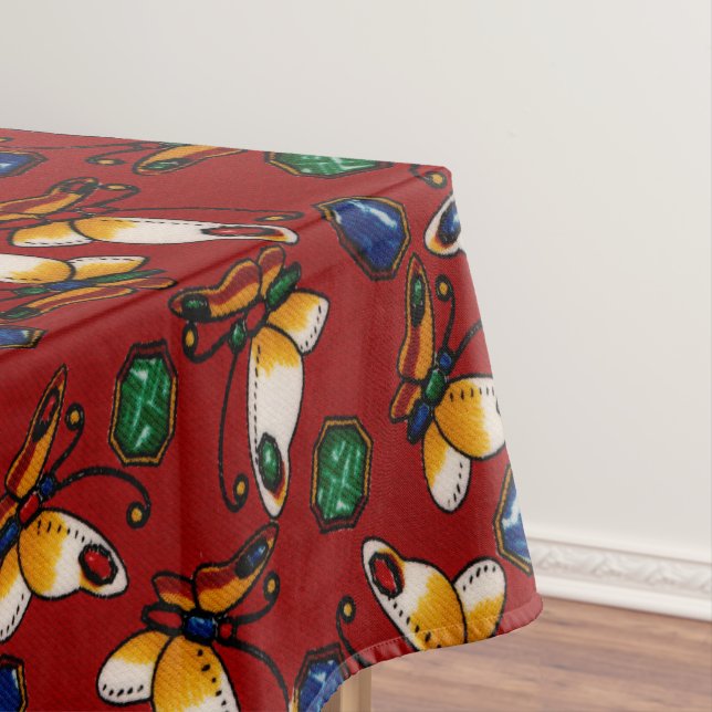 Mantel Mariposas blancas naranjas, Esmeralda, zafiro en r (In Situ)