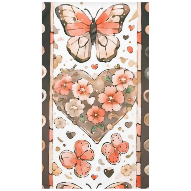 Mantel Mariposas, corazones y flores (Anverso)