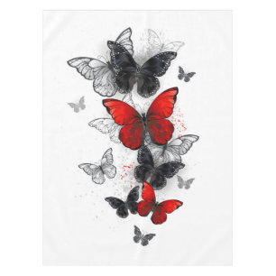 Mantel Mariposas Morpho voladoras negras y rojas