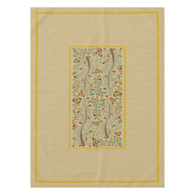 Mantel Mariposas nouveau y árboles Naranjas de 50" x 72 (Anverso)