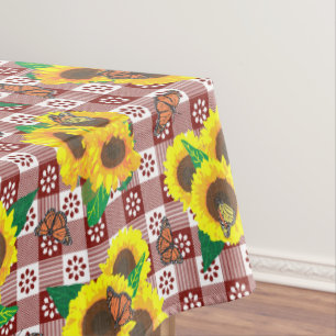 Mantel Mariposas Sunflower Red Gingham