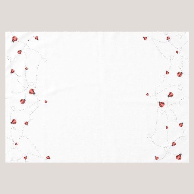 Mantel Mariquitas a la acuarela blancas (White Watercolor Fluttering Ladybugs Tablecloth)