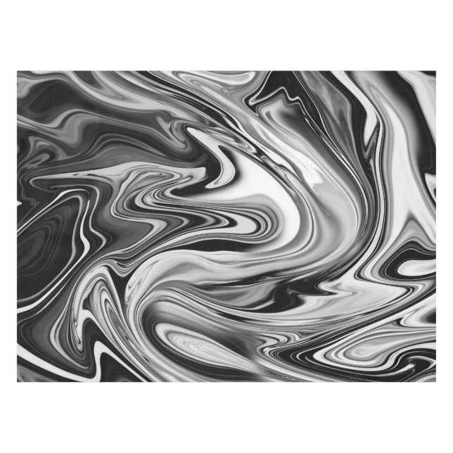 Mantel Mármol elegante 7 - líquido blanco y negro (Frente (Horizontal))