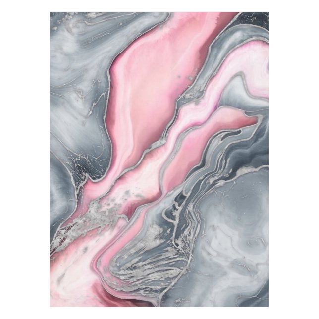 Mantel mármol rosa Rubor: rosa pastel, gris y plata (Anverso)