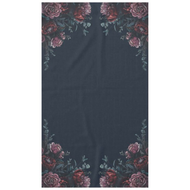 Mantel Maroon Mauve de la Marina Azul Floral Elegante de  (Anverso)
