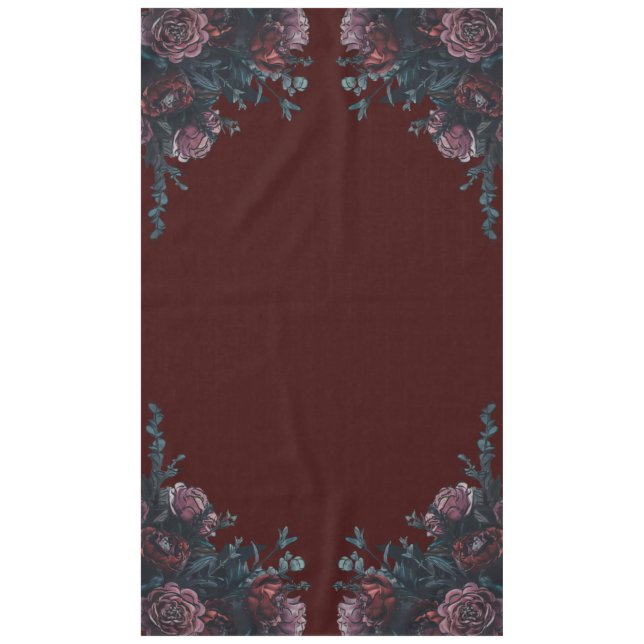 Mantel Maroon oscuro Boda floral de otoño (Anverso)