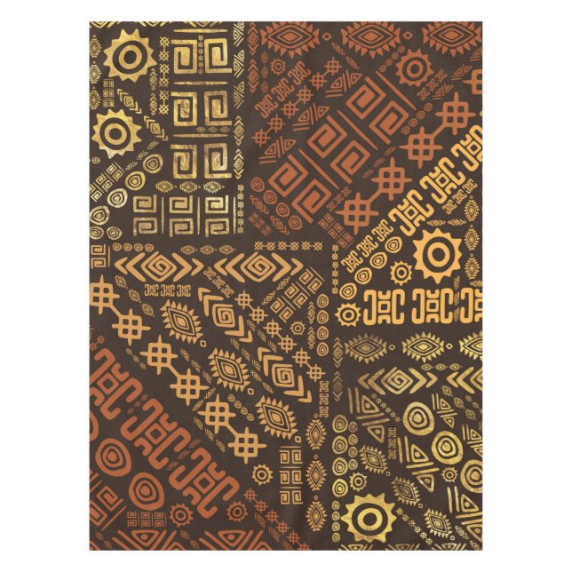 Mantel Marrones africanos étnicos y oros #10 del modelo (Anverso)