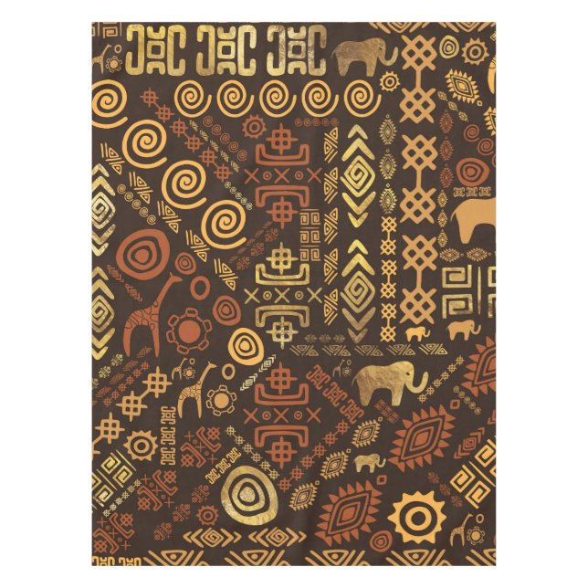 Mantel Marrones africanos étnicos y oros #12 del modelo (Anverso)