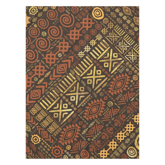 Mantel Marrones africanos étnicos y oros #5 del modelo (Anverso)