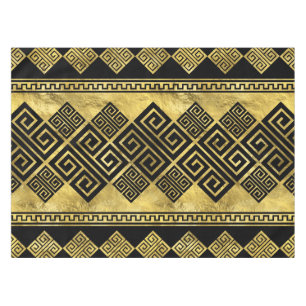Mantel Meander griego - Llave griega negra y oro
