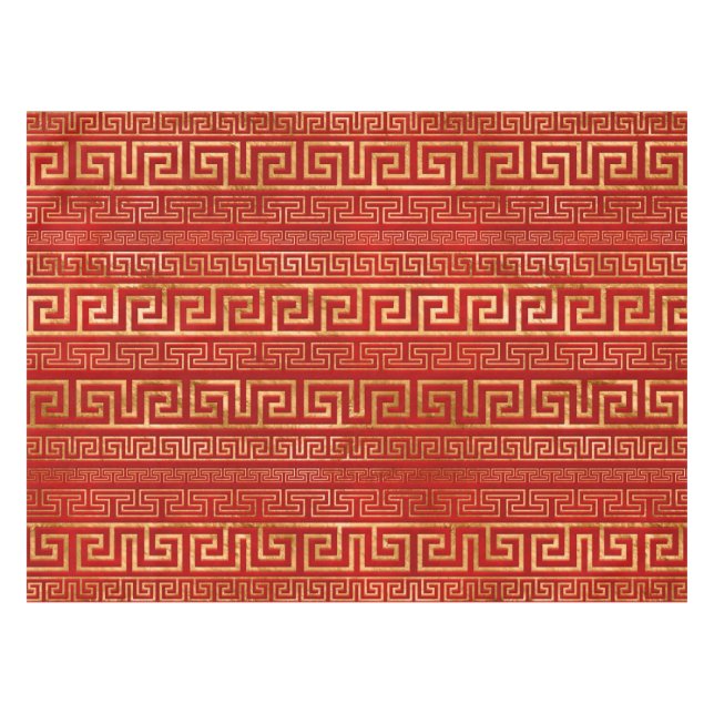 Mantel Meander griego - Llave griega - Oro en rojo (Frente (Horizontal))