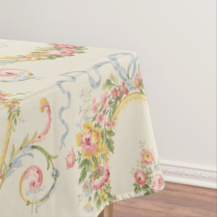 Mantel Medallón floral de la era victoriana y cinta azul