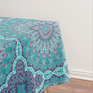 Mantel Medallón Kaleidoscope de Mandala azul y púrpura