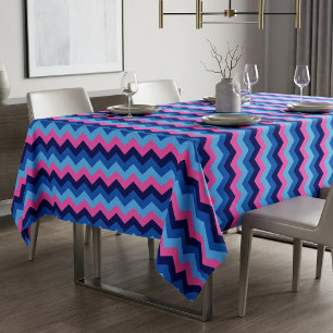 Mantel mediano de chevron rosa azul fresco