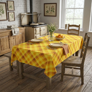 Mantel mediano de cuadros amarillo yema de huevo l