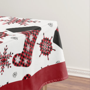 Mantel Medias de Navidad con Copo de Nieve de Cuadros de