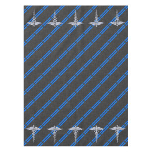 Mantel Médica médico MD Caduceus en franjas azules