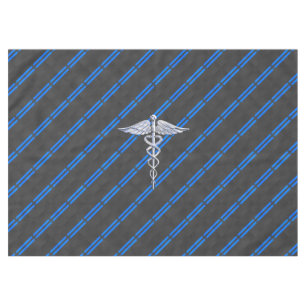 Mantel Médica médico MD Caduceus en franjas azules